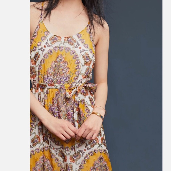 Anthropologie Akemi + Kin Medallion Maxi Dress yellow gold - S - Picture 4 of 15